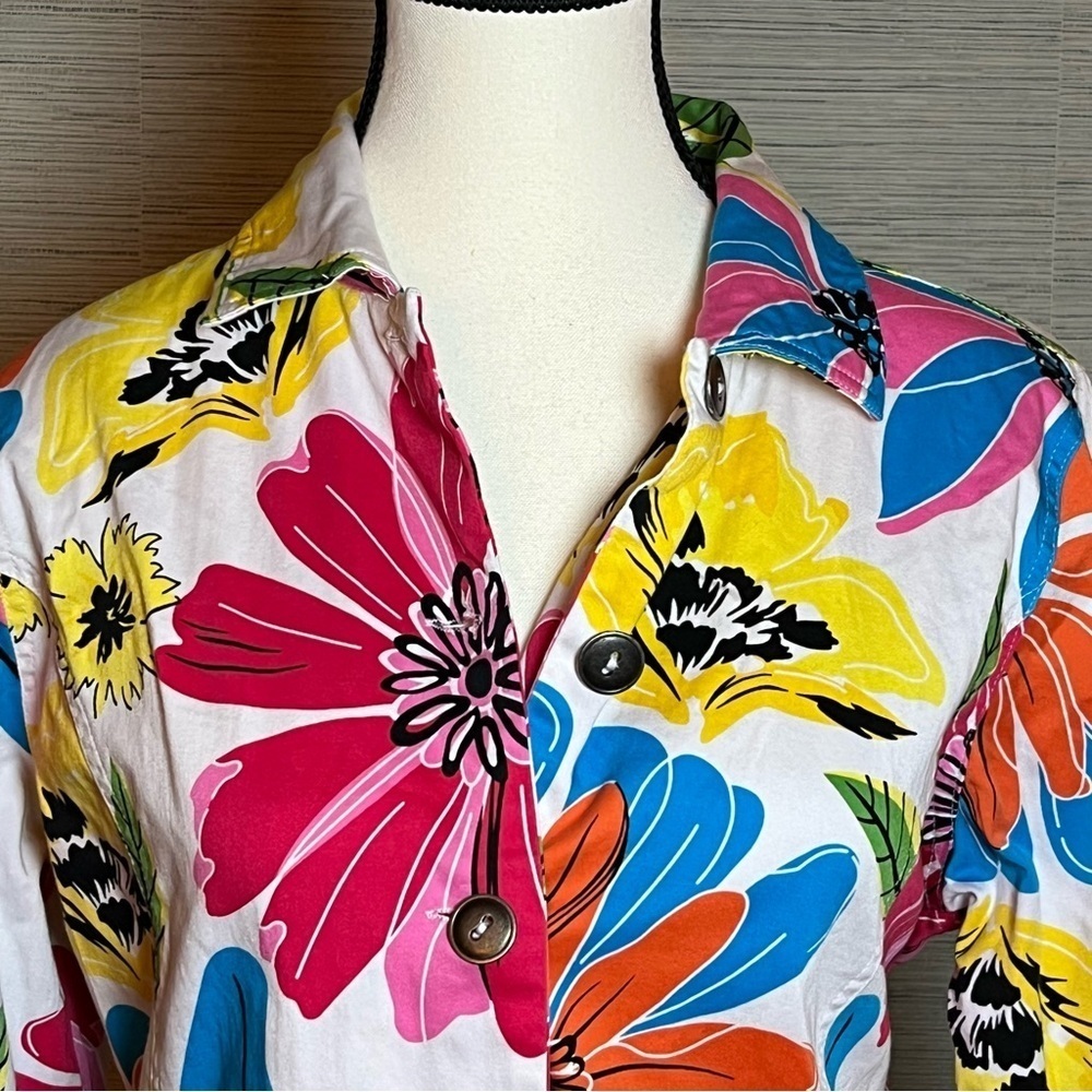 Sporielle Retro Jacket Women’s Medium 70s Flower Power Hippie Boho 3/4 Sleeve - Picture 2 of 6